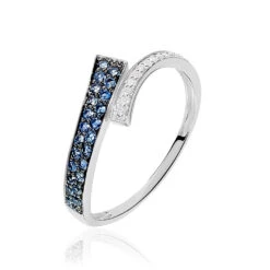 Bague Amelie Or Blanc Saphir Et Diamant