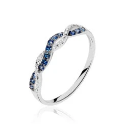 Bague Sofia Or Blanc Saphir Et Diamant