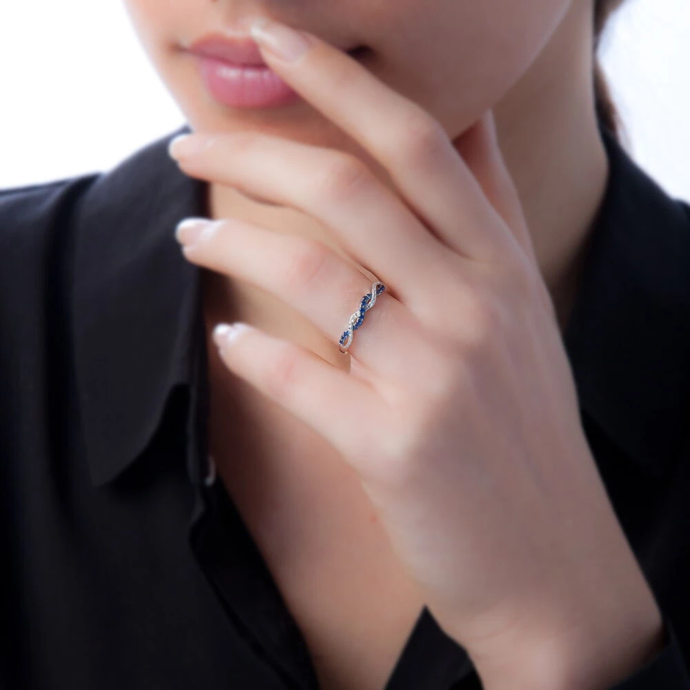 Bague Sofia Or Blanc Saphir Et Diamant 4 Bague Sofia Or Blanc Saphir Et Diamant – Image 4