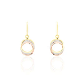 Boucles D'oreilles Pendantes Berangere Triple Cercles Or Tricolore