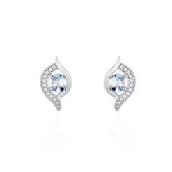 Boucles D'oreilles Lydia Or Blanc Topaze Oxyde