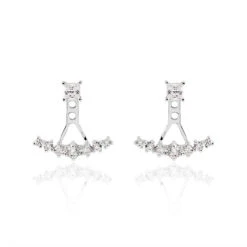 Bijoux D'oreilles Kyoto Or Blanc Oxyde De Zirconium