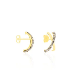 Créoles Bleona Croisees Or Jaune Strass