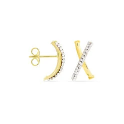 Créoles Bleona Croisees Or Jaune Strass -Mode Bijouterie Magasin B3OFJW007Q view2