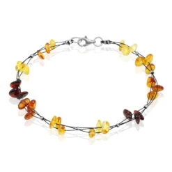 Bracelet Argent Blanc Helier Ambres