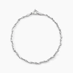 Bracelet Ciana Torsade Diamante Argent Blanc