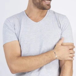 Bracelet Pomeline Maille Grain De Cafe Et Plaquettes Argent Blanc -Mode Bijouterie Magasin FABHBW0232 model0