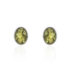 Boucles D'oreilles Puces Argent Blanc Anise Ambre