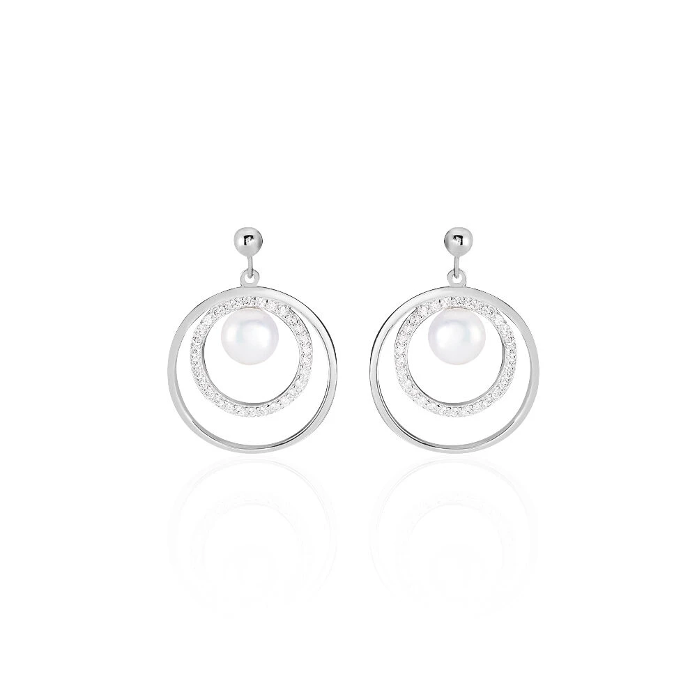 Boucles D'oreilles Pendantes Oksana ArgentPerle De Culture Et Oxyde 1 Boucles D'oreilles Pendantes Oksana ArgentPerle De Culture Et Oxyde