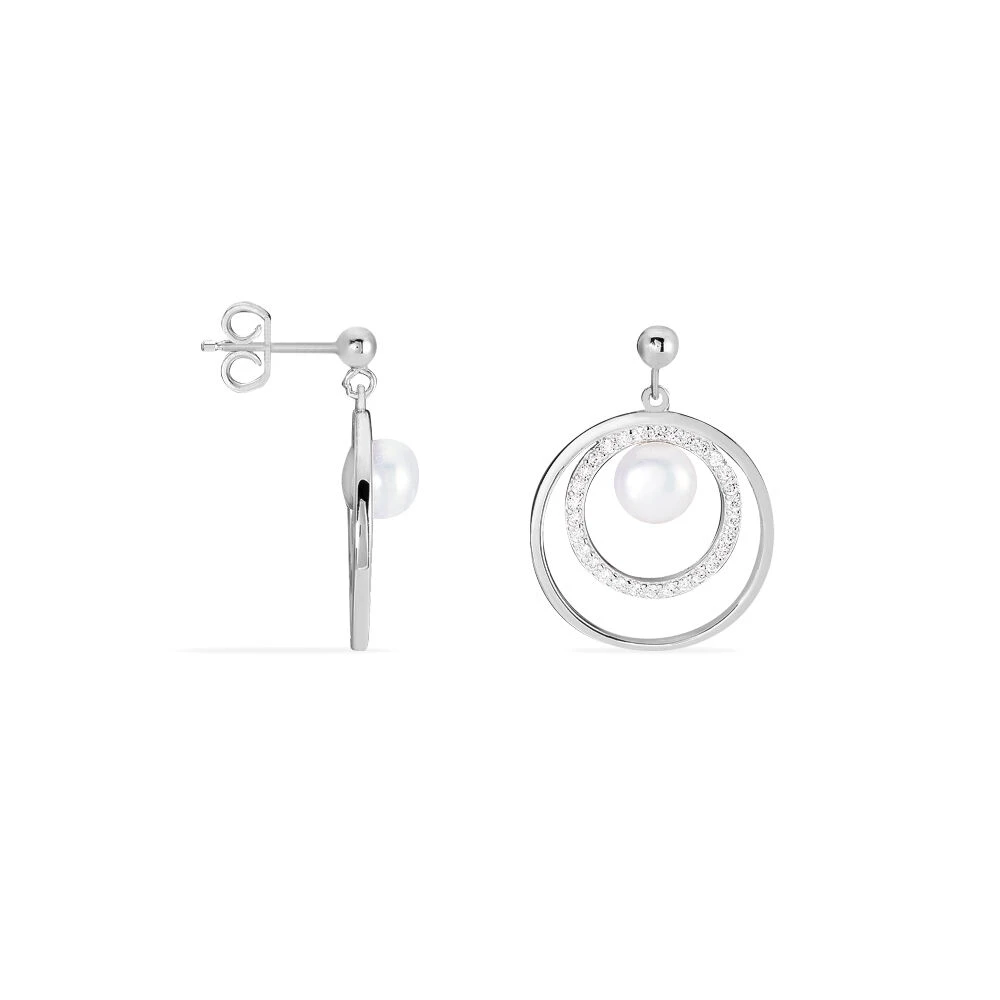 Boucles D'oreilles Pendantes Oksana ArgentPerle De Culture Et Oxyde 2 Boucles D'oreilles Pendantes Oksana ArgentPerle De Culture Et Oxyde – Image 2