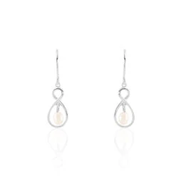 Boucles D'oreilles Pendantes Walae Argent Blanc Perle De Culture