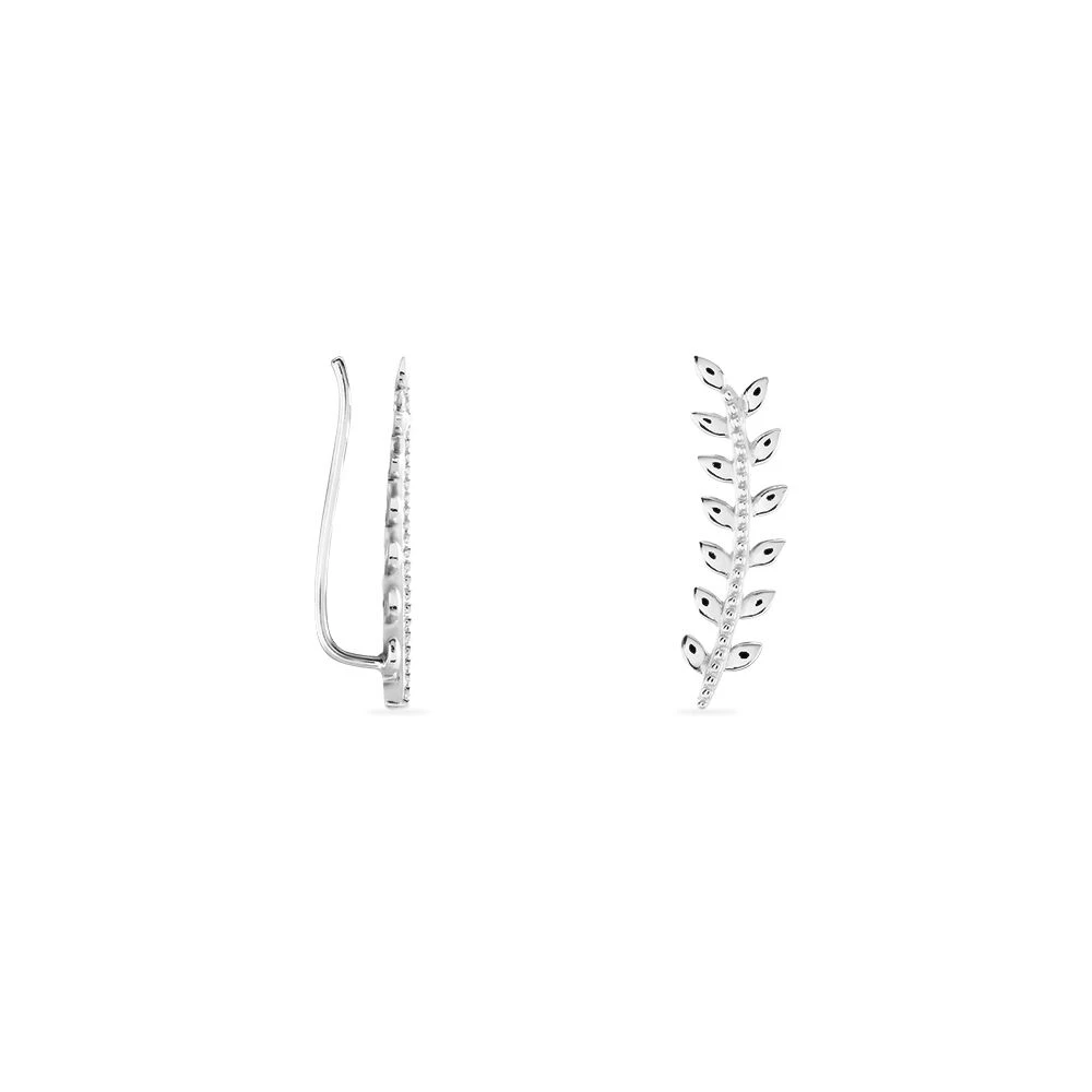 Bijoux D'oreilles Folia Argent Blanc 2 Bijoux D'oreilles Folia Argent Blanc – Image 2