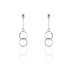 Boucles D'oreilles Pendantes Coline Argent Blanc