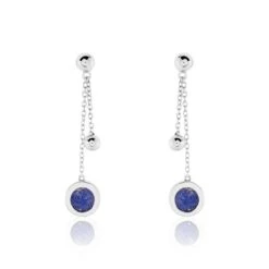 Boucles D'oreilles Pendantes Franzine Argent Blanc Lapis Lazulis