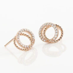 Boucles D'oreilles Puces Janne Argent Rose Oxyde De Zirconium -Mode Bijouterie Magasin FAOFRZW449 view2