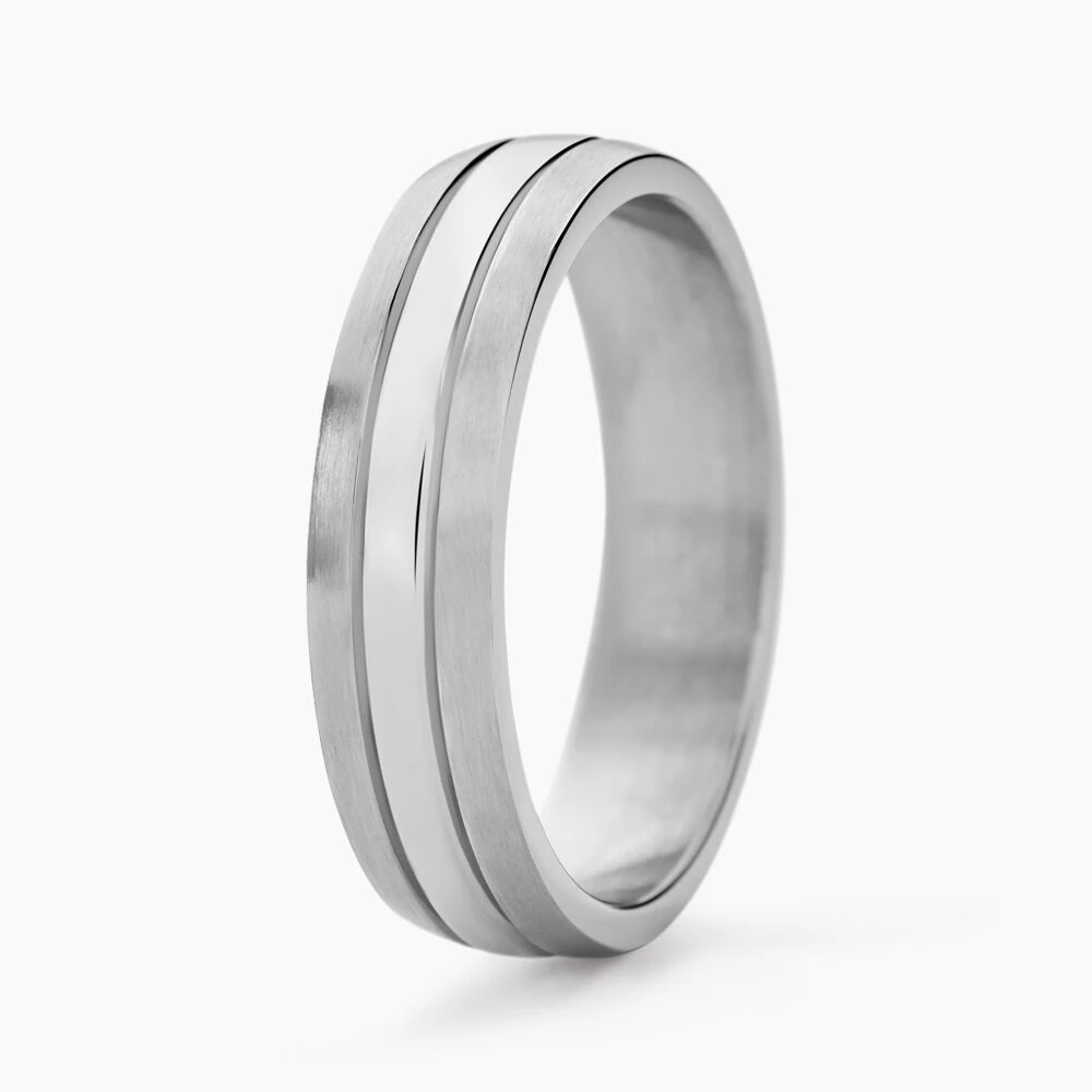 Bague Acier Blanc John 1 Bague Acier Blanc John