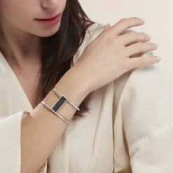 Bracelet Manchette Acier Blanc Maria 8 Bracelet Manchette Acier Blanc Maria -Mode Bijouterie Magasin MIBFBW0663 model0