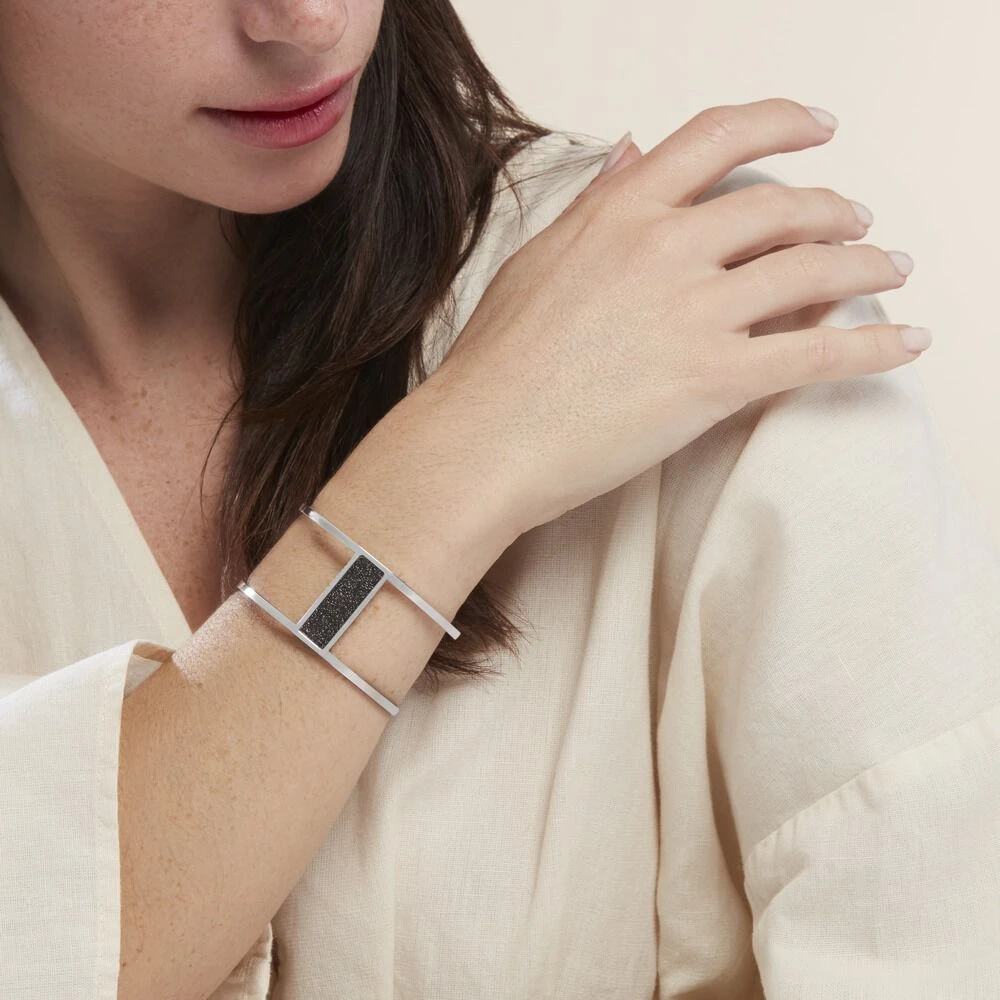 Bracelet Manchette Acier Blanc Maria 4 Bracelet Manchette Acier Blanc Maria – Image 4