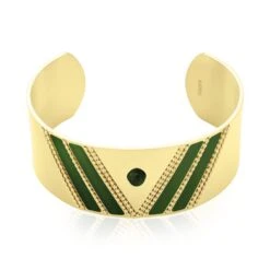 Bracelet Manchette Imagine Tamera Acier Jaune Malachite